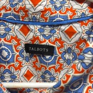 Talbots Red White Blue buttoned down Shirt Geometric Patterned L